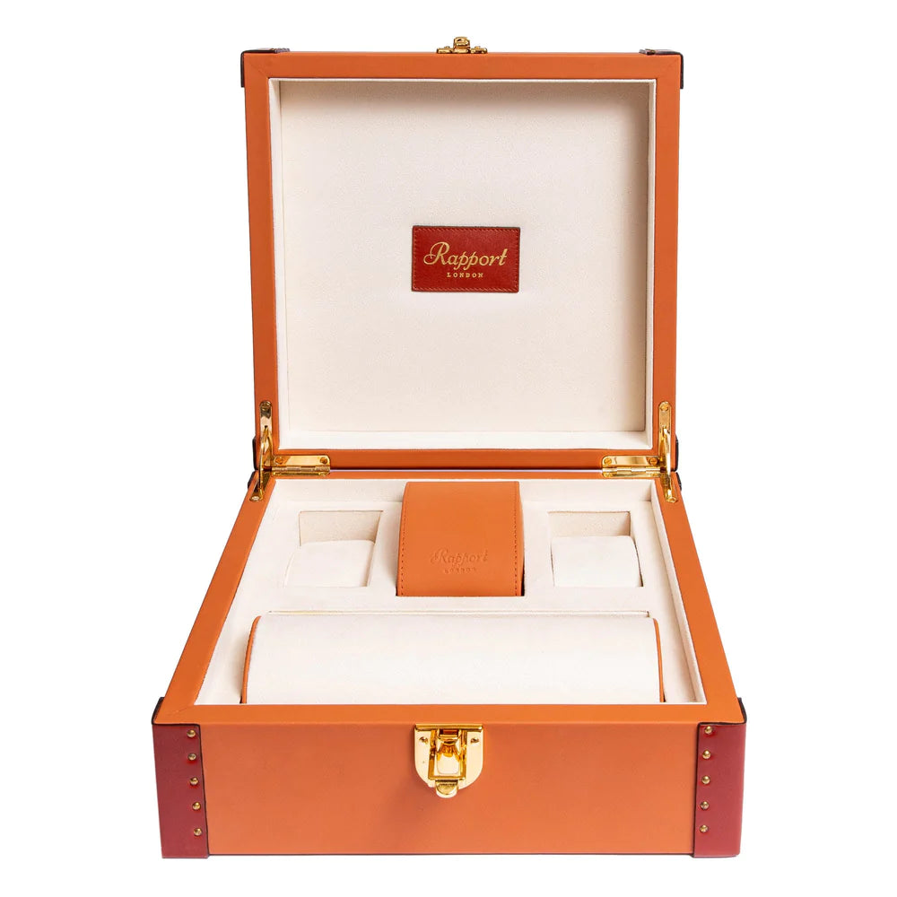 Boîte à Montre en Cuir de Luxe Orange