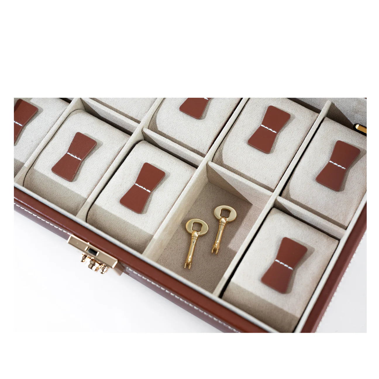 Coffret à Montre en Cuir - Beige & Marron