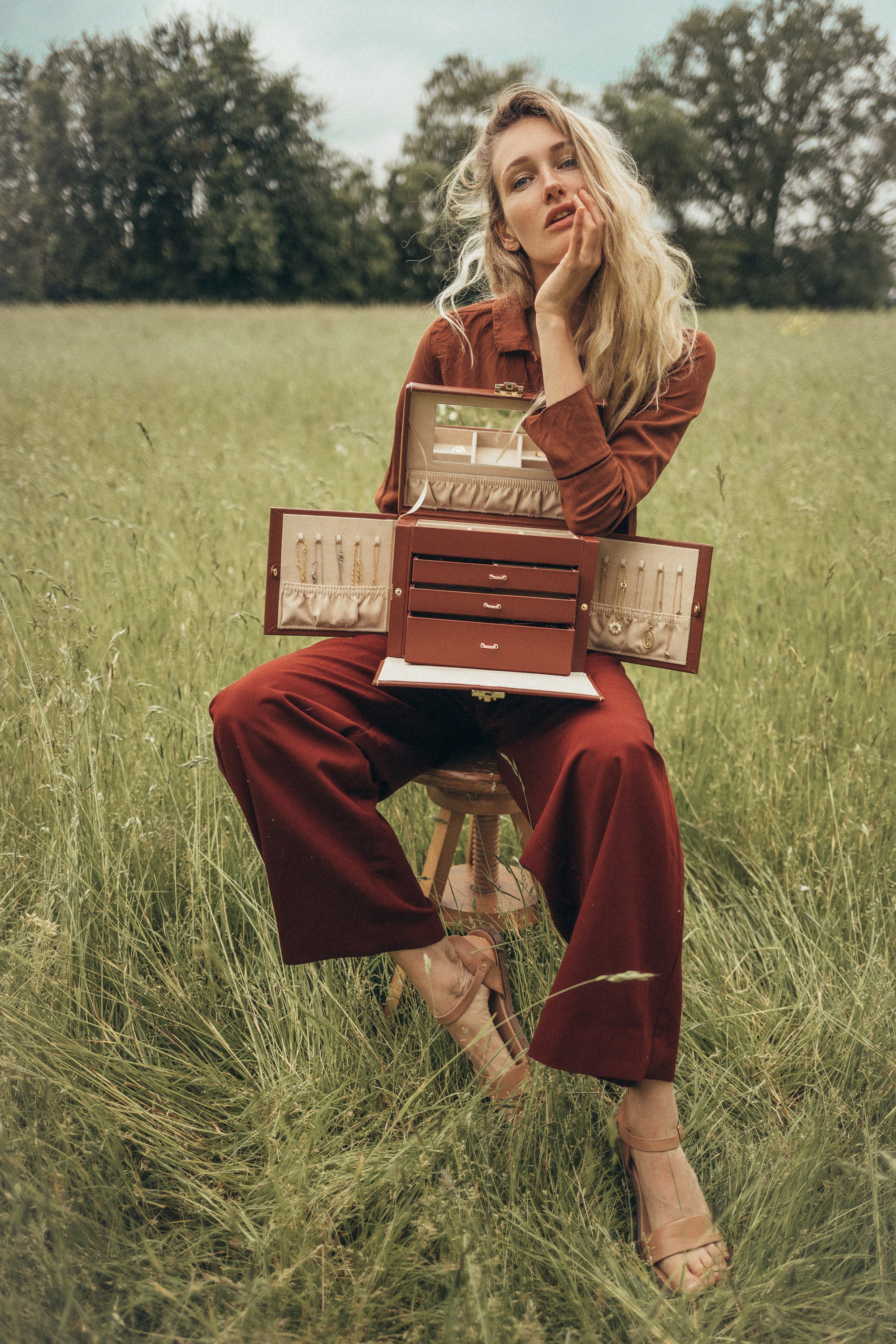 Grand Coffret à Bijoux pour Femme - Marron