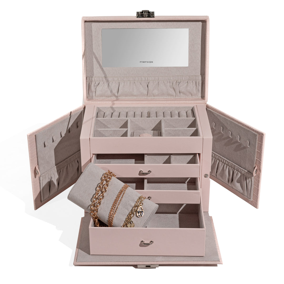 Grand Coffret à Bijoux Rose Pale